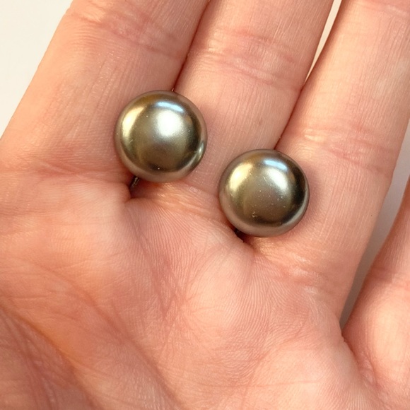 Vintage Sterling Faux Pearl Screw Back Earrings - Picture 2 of 10